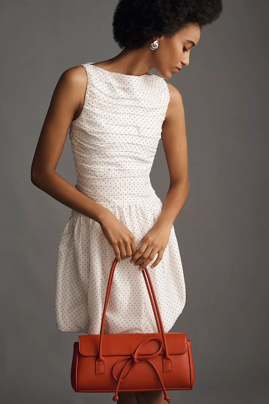 New Anthropologie Lovaan Val Sleeveless Ruched Cotton-Silk Dress $395 SIZE 12